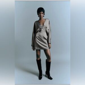 Zara Voluminous Satin Effect Dress, M